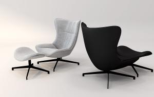 现代办公休闲椅、脚踏组合