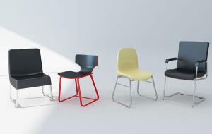 现代休闲椅、弓字形办公椅组合