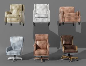 欧式办公椅、转椅、单人沙发组合