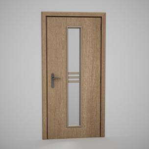 橡木门、竖条玻璃加造型实木门