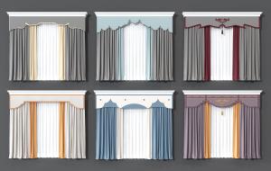 新中式套色窗帘、花型窗幔