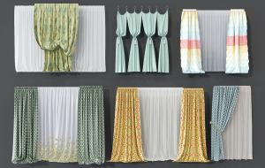 现代儿童花朵图案、套色窗帘