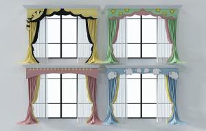 欧式儿童套色、卡通窗幔