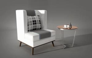 简欧休闲沙发单椅、角几组合