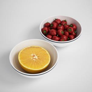 草莓、柠檬及瓷碗水果组合