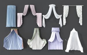 欧式儿童花朵图案窗帘、窗幔