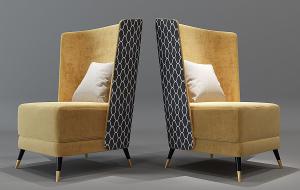 欧式休闲高背单人沙发、座椅