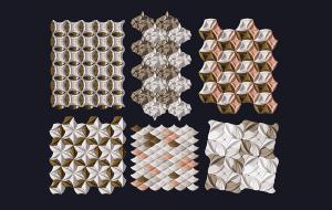 新中式几何造型、凹凸图案墙饰挂饰