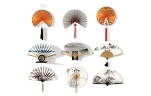 中式水墨山水折扇墙饰挂件