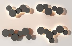 现代床头背景墙墙饰、灯饰