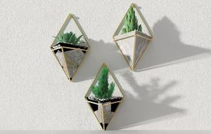 北欧金属框架几何花盆、植物墙饰