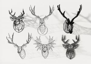 北欧铁艺镂空金属鹿头墙饰挂饰