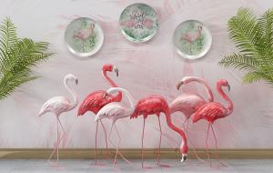 北欧火烈鸟摆件盘子墙饰挂件