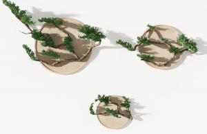 新中式树枝、松枝墙饰挂件