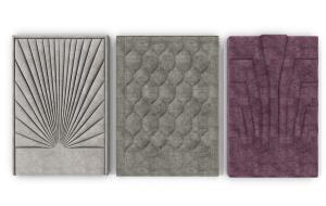 布绒鱼鳞、放射条纹床头背景