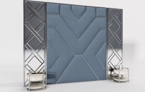 斜纹皮革双人床背景软包