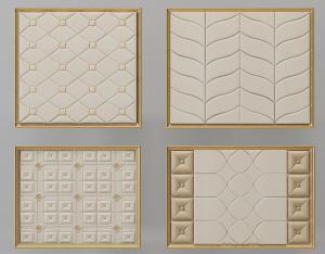 简欧菱形、树叶纹理软包背景