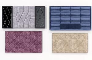 菱形、几何图案、暗纹皮革床头背景软包