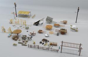 农家乐 民宿农具、推车组合