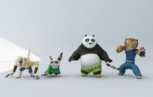 现代儿童玩具、熊猫功夫卡通摆件