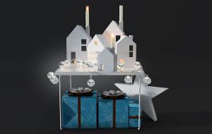 欧式圣诞玩具、房子玩具、装饰灯发光球