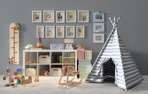 北欧儿童玩具柜、卡通照片墙、帐篷、玩具积木