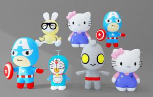 现代儿童卡通动漫玩具、多啦A梦、Kitty猫