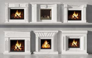 简欧爵士白石材壁炉、火焰