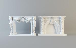 欧式古典雕花、雕像壁炉