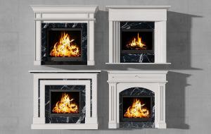 简欧石材壁炉、火焰