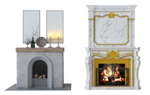 简欧石材雕花壁炉