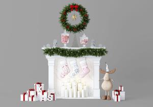 美式壁炉、圣诞节饰品、礼包