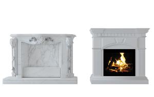 欧式浮雕石材壁炉、火焰