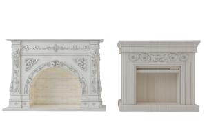 欧式拱形浮雕石材壁炉