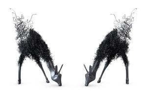 现代铁艺抽象鹿雕塑、摆件