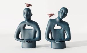 现代抽象空心人物半身雕塑雕像