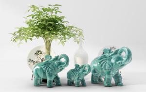 大象瓷器雕塑、摆件