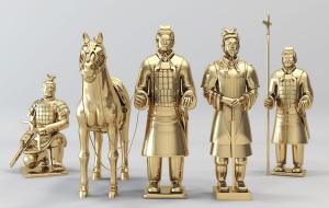 站立兵马俑、马匹雕塑