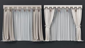 新中式别墅窗帘、流苏窗幔