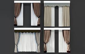 新中式纯色、套色窗帘、流苏窗幔