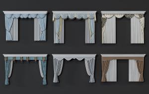 欧式纯色窗帘、窗幔