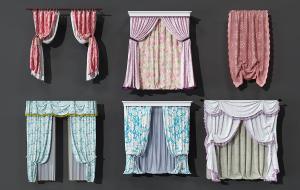 欧式田园花卉窗帘、窗幔