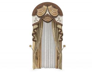 欧式拱形窗户花卉图案窗帘