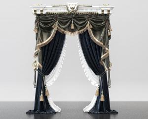 欧式古典窗帘、流苏窗幔3d模型 欧式古典窗帘、流苏窗幔