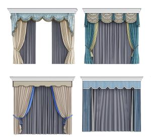 欧式窗帘、垂帘、窗幔3d模型 欧式窗帘、垂帘、窗幔