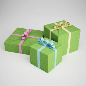 绿色礼盒、生日派对聚会用品3d模型 绿色礼盒、生日派对聚会用品