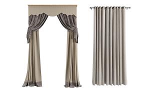 简欧纯色窗帘、垂帘、窗幔帘头3d模型 简欧纯色窗帘、垂帘、窗幔帘头