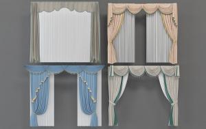 新中式布艺拼接套色窗帘、窗幔