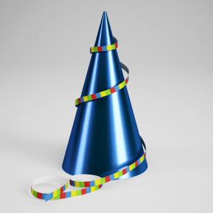 蓝色、纯色生日聚会尖头帽3d模型 蓝色、纯色生日聚会尖头帽