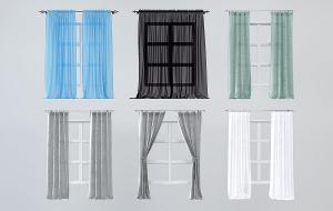 现代纱帘、纯色窗帘、垂帘